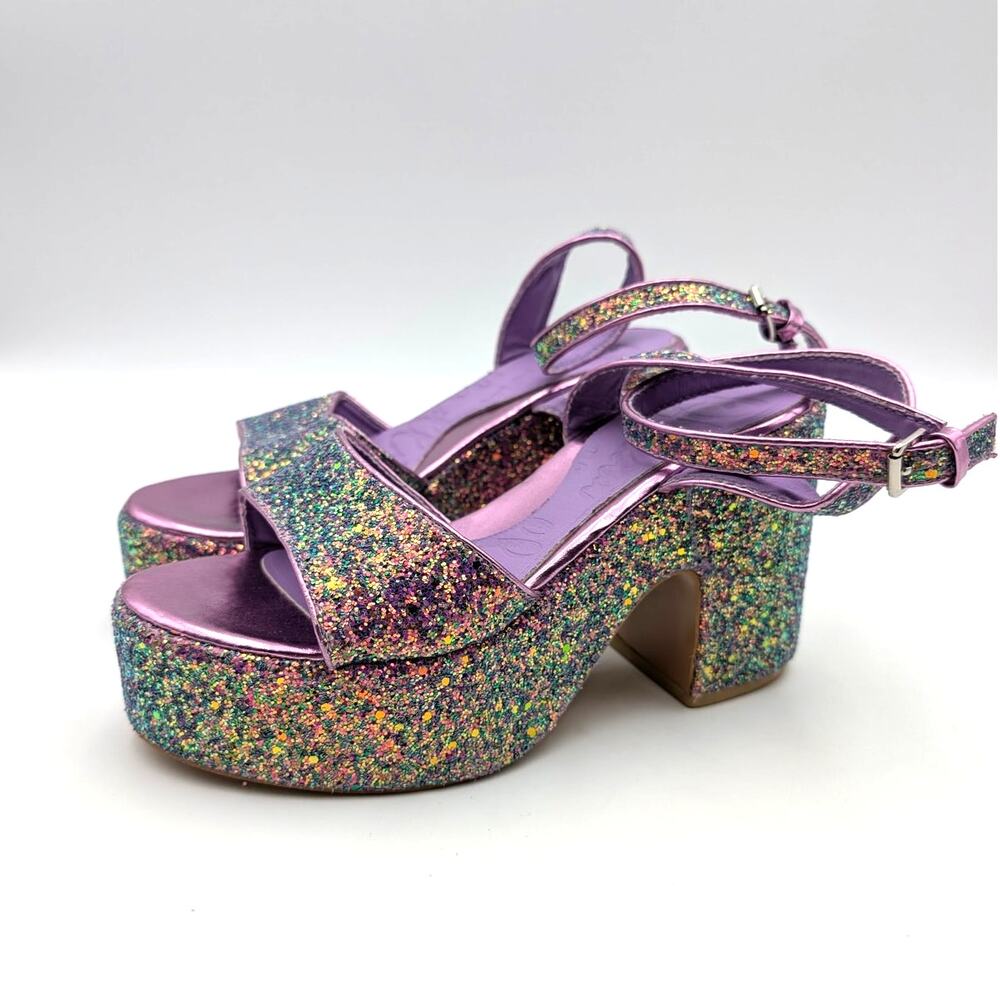 Olivia Miller Capricorn Glitter Platform Sandal Women's Lilac Multi Size US7